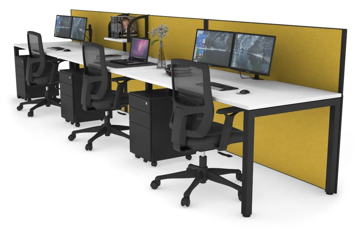 Horizon Quadro 3 Person Run Square Legs Office Workstation [1800L x 800W with Cable Scallop]