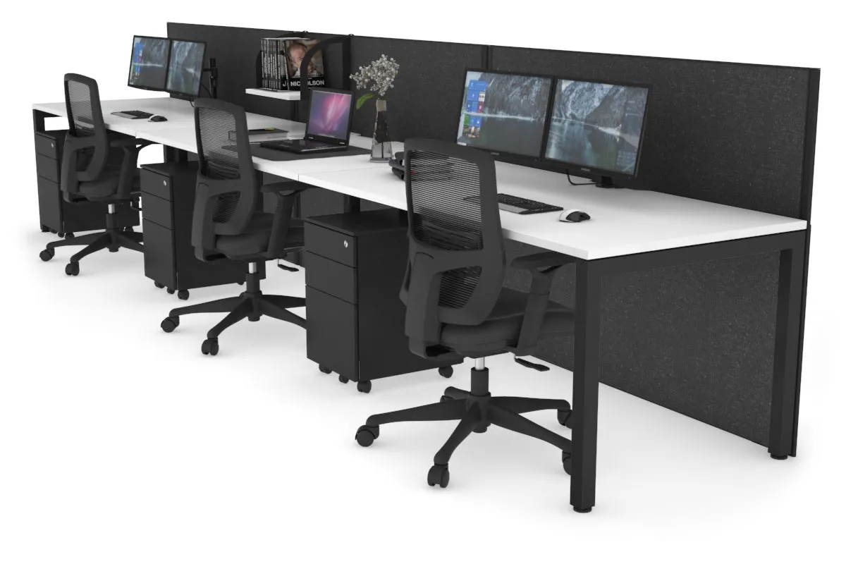 Horizon Quadro 3 Person Run Square Legs Office Workstation [1800L x 800W with Cable Scallop]