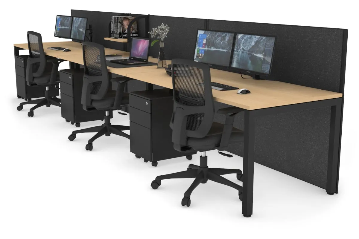Horizon Quadro 3 Person Run Square Legs Office Workstation [1800L x 800W with Cable Scallop]