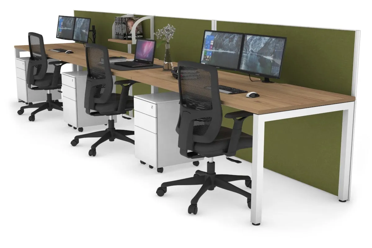 Horizon Quadro 3 Person Run Square Legs Office Workstation [1800L x 800W with Cable Scallop]