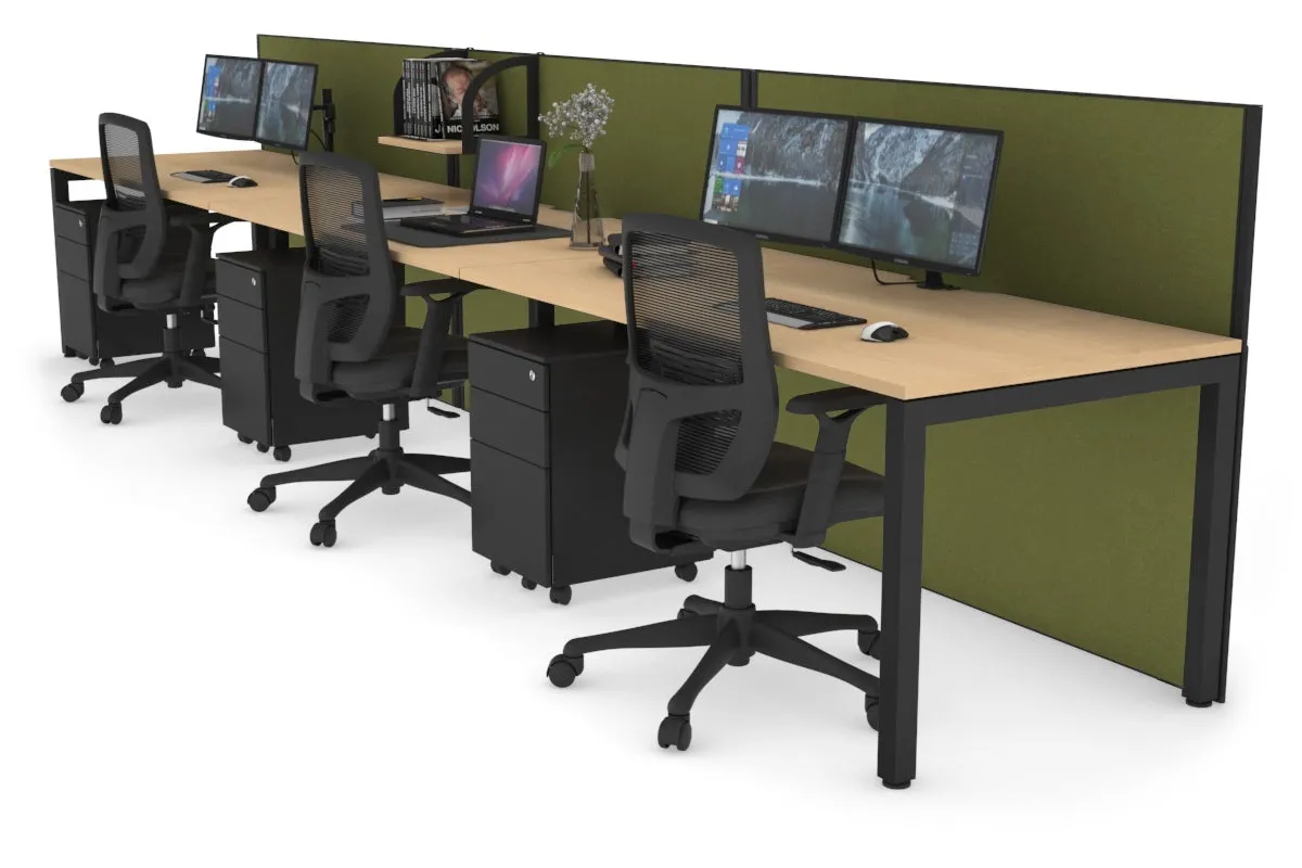 Horizon Quadro 3 Person Run Square Legs Office Workstation [1800L x 800W with Cable Scallop]