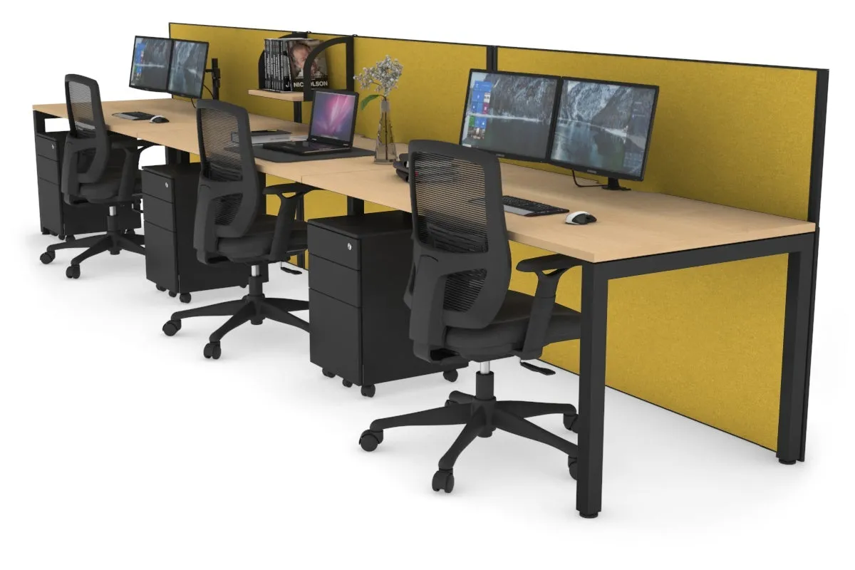 Horizon Quadro 3 Person Run Square Legs Office Workstation [1800L x 800W with Cable Scallop]