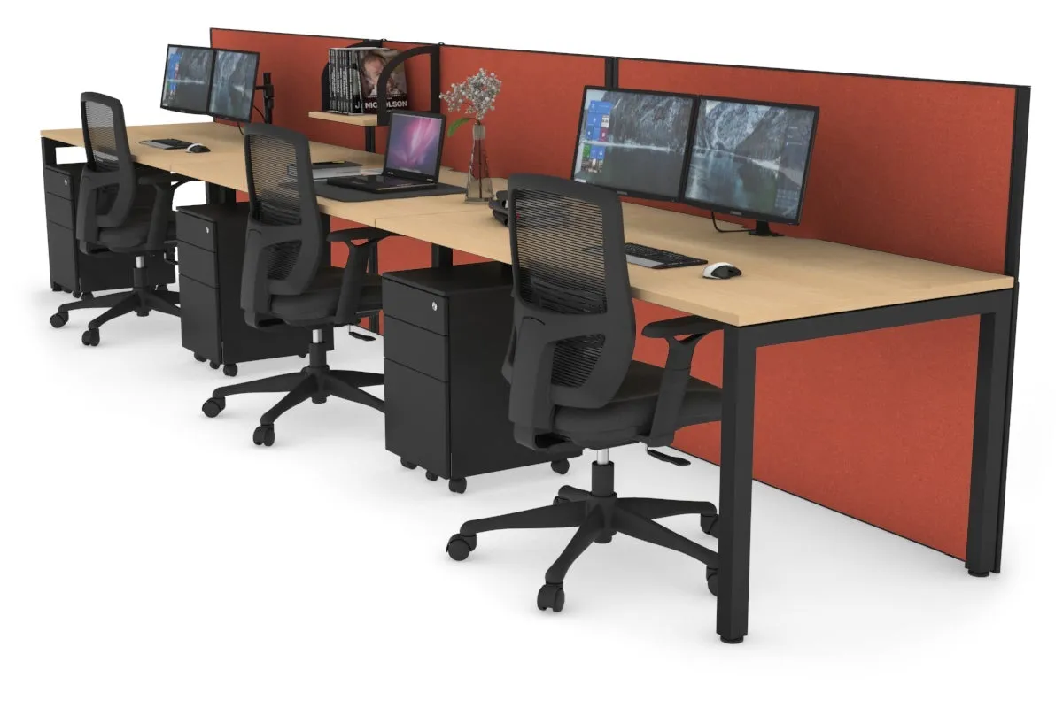 Horizon Quadro 3 Person Run Square Legs Office Workstation [1800L x 800W with Cable Scallop]