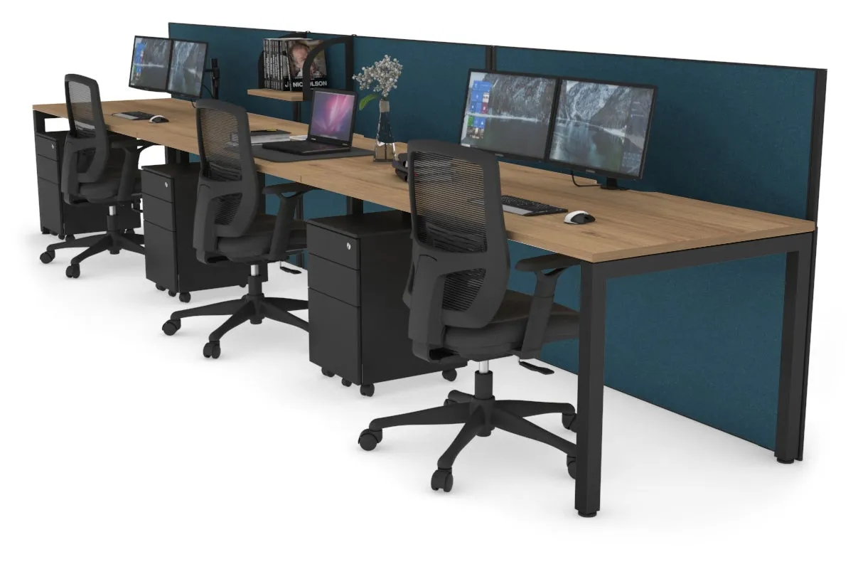 Horizon Quadro 3 Person Run Square Legs Office Workstation [1800L x 800W with Cable Scallop]