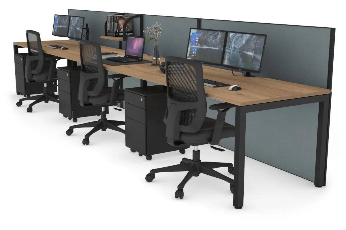 Horizon Quadro 3 Person Run Square Legs Office Workstation [1800L x 800W with Cable Scallop]