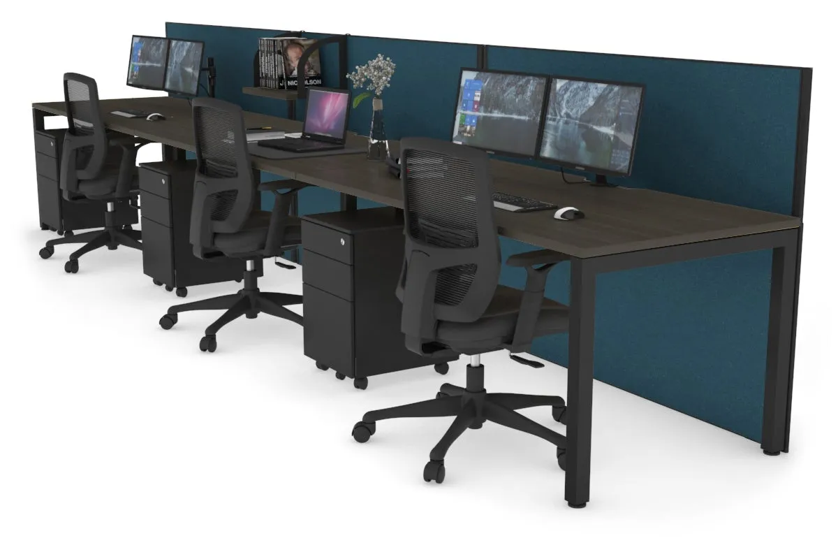 Horizon Quadro 3 Person Run Square Legs Office Workstation [1800L x 800W with Cable Scallop]