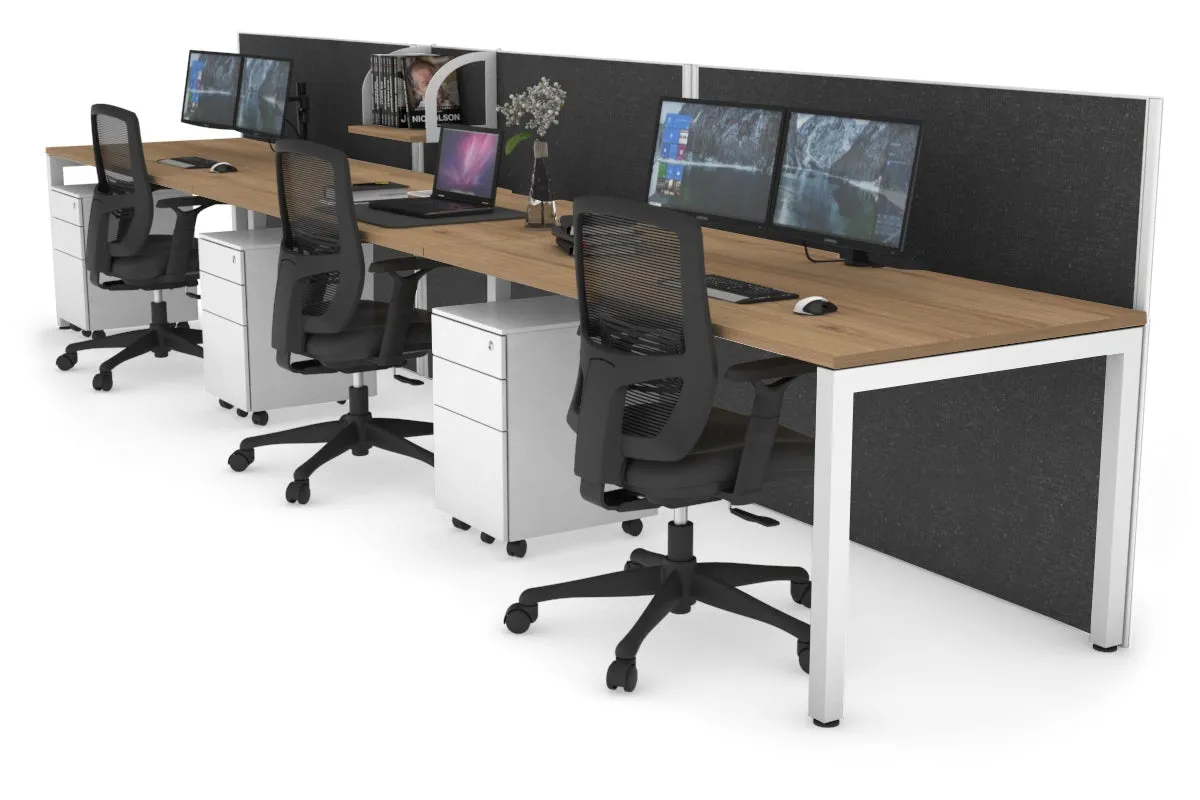 Horizon Quadro 3 Person Run Square Legs Office Workstation [1800L x 800W with Cable Scallop]