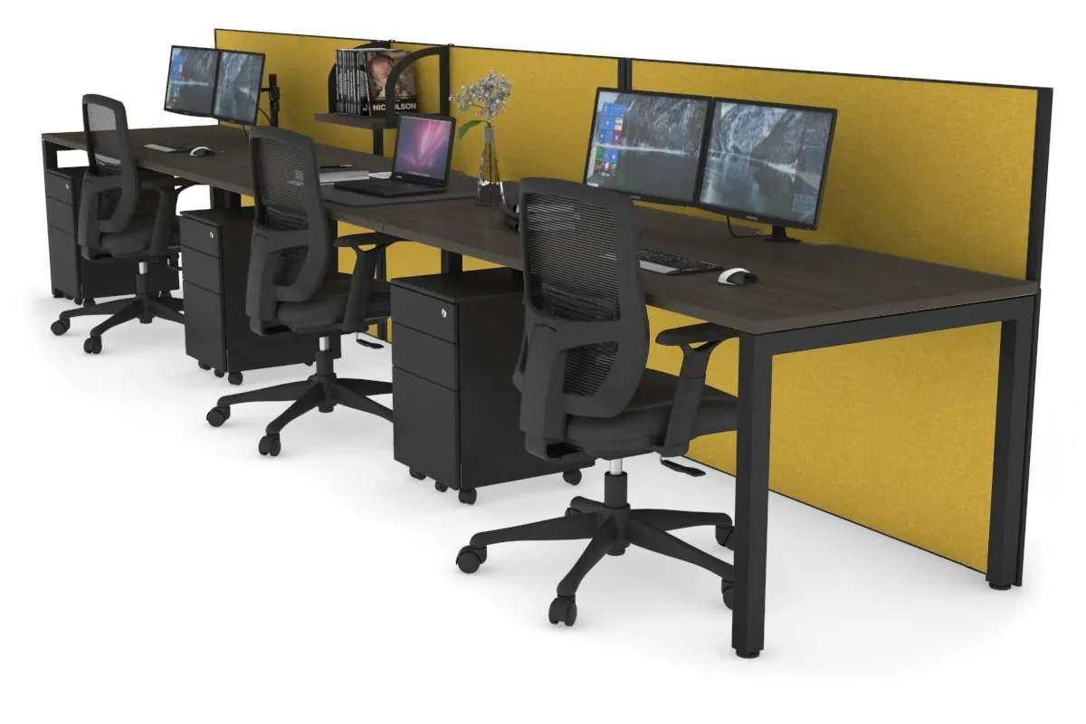 Horizon Quadro 3 Person Run Square Legs Office Workstation [1800L x 800W with Cable Scallop]