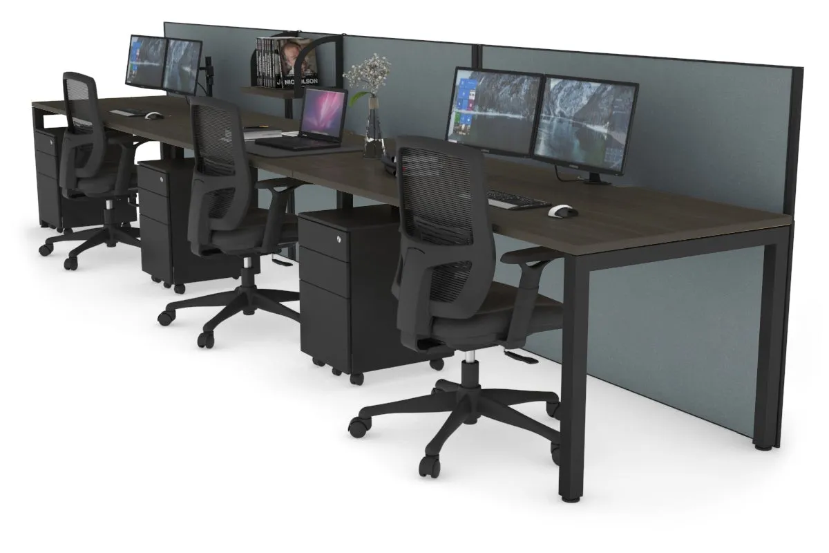 Horizon Quadro 3 Person Run Square Legs Office Workstation [1800L x 800W with Cable Scallop]