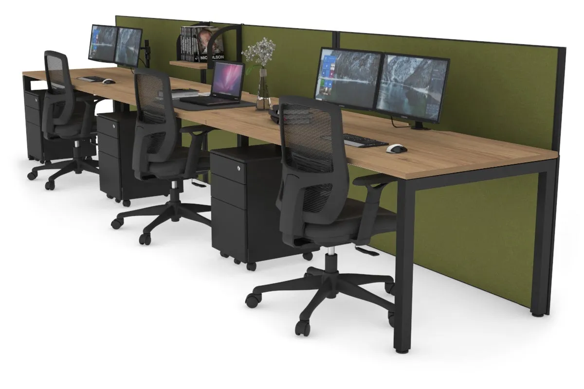 Horizon Quadro 3 Person Run Square Legs Office Workstation [1800L x 800W with Cable Scallop]