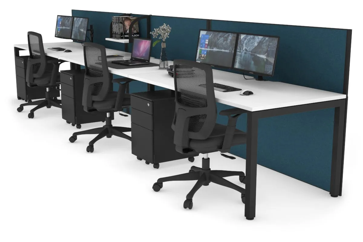 Horizon Quadro 3 Person Run Square Legs Office Workstation [1800L x 800W with Cable Scallop]