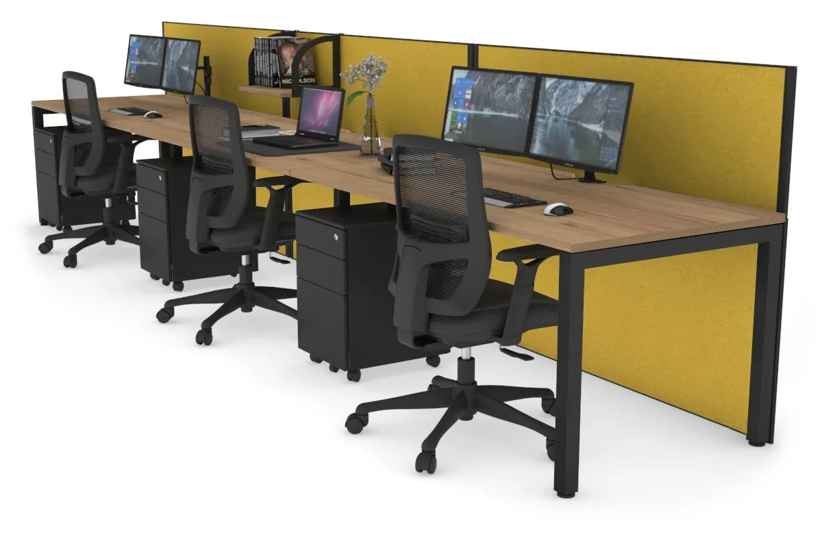 Horizon Quadro 3 Person Run Square Legs Office Workstation [1800L x 800W with Cable Scallop]