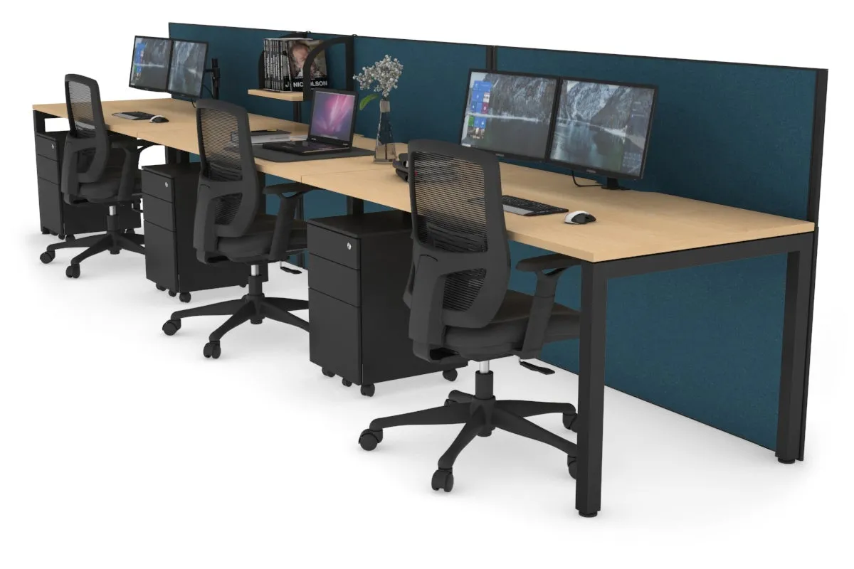 Horizon Quadro 3 Person Run Square Legs Office Workstation [1800L x 800W with Cable Scallop]