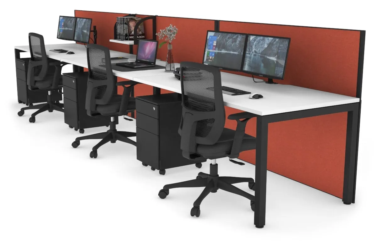 Horizon Quadro 3 Person Run Square Legs Office Workstation [1800L x 800W with Cable Scallop]