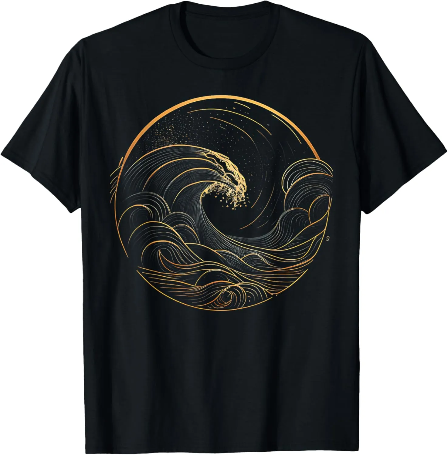 Japanese Wave Ocean Art Drawing Kanagawa Tsunami Graphic T-Shirt