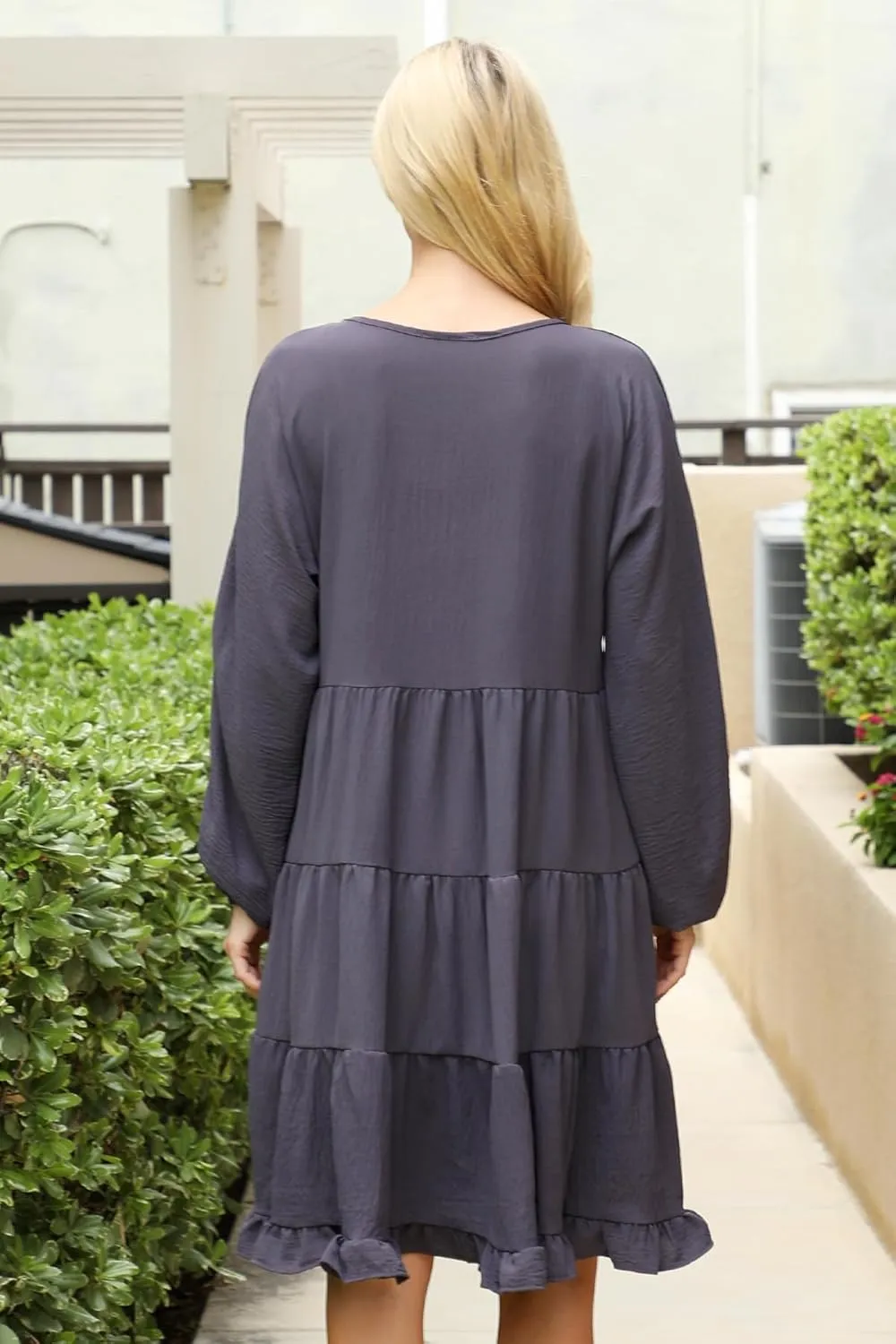 Jersey Shirred Tiered Ruffle Hem Midi Swing Dress - Pleated Flare Tunic Short, 3/4 Sleeve, Sleeveless Floral