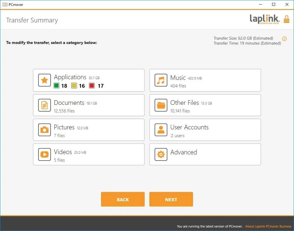 Laplink PCmover Migration Software - Initial Pay-Per-Use License Fee - Monthly invoicing for additional uses - $34.95/license - With Super Speed USB 3.0 cable - Business Technician, 5 Licenses