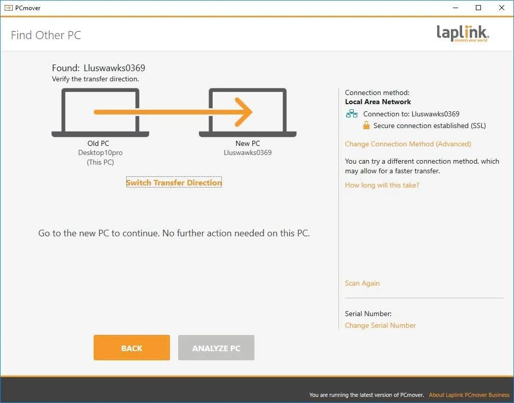 Laplink PCmover Migration Software - Initial Pay-Per-Use License Fee - Monthly invoicing for additional uses - $34.95/license - With Super Speed USB 3.0 cable - Business Technician, 5 Licenses