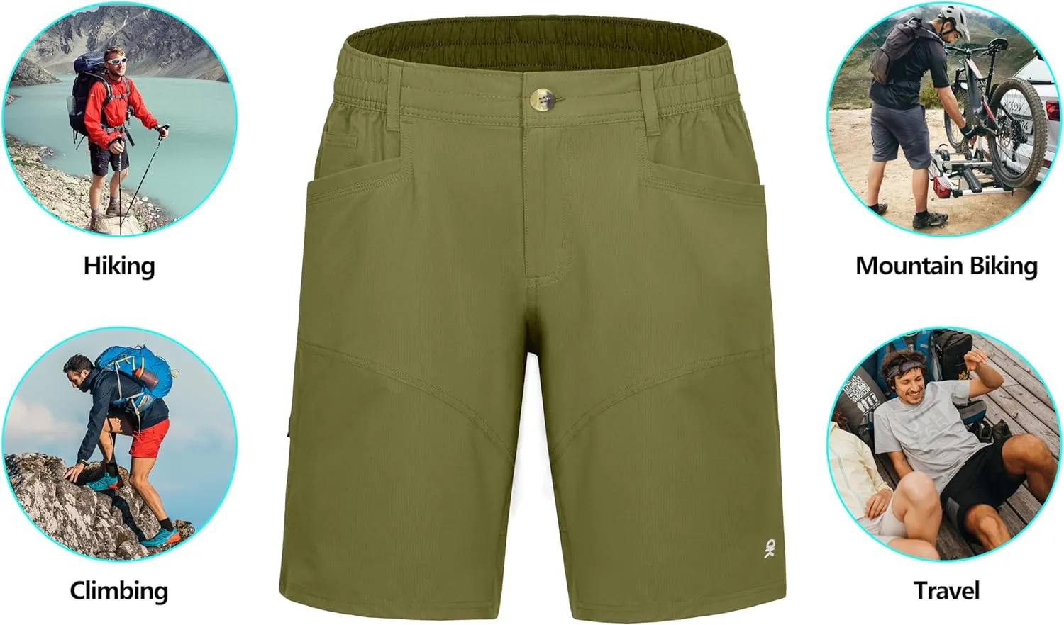 Little Donkey Andy Men's Hiking Cargo Shorts with 9 Pockets Lightweight Water-Resistant Quick Dry Golf Travel Shorts