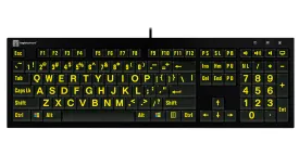 LogicKeyboard LargePrint Yellow on Black - PC Nero Slim Line Keyboard - US English LKBU-LPYB-BJPU-US