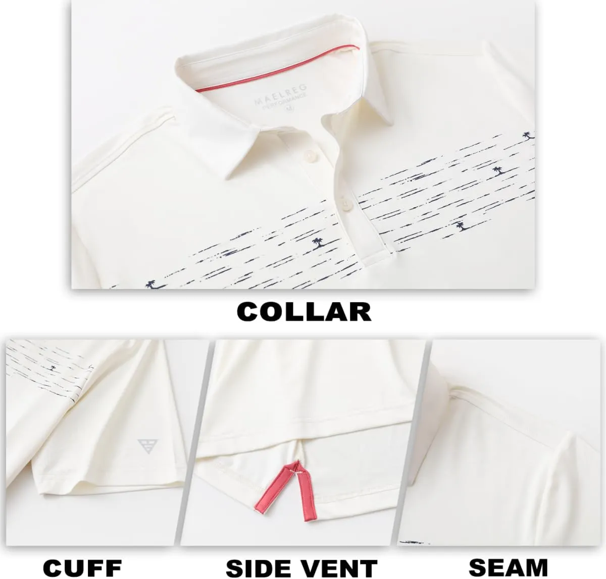 M MAELREG Golf Shirts for Men Quick Dry Short Sleeve Casual Stylish Moisture Wicking Chest Print Collared Mens Polo Shirts