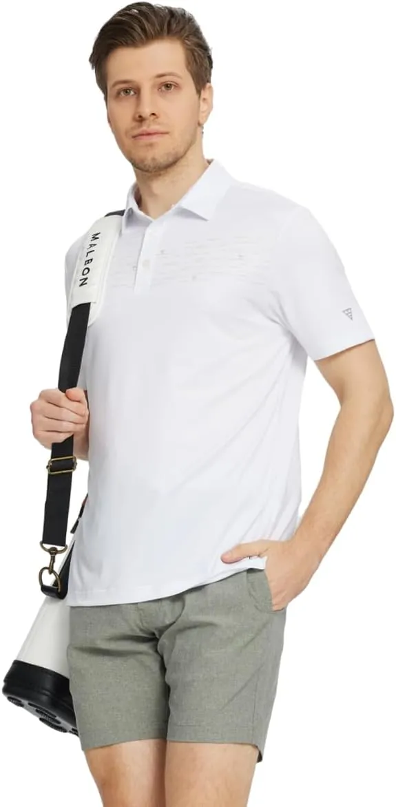 M MAELREG Golf Shirts for Men Quick Dry Short Sleeve Casual Stylish Moisture Wicking Chest Print Collared Mens Polo Shirts
