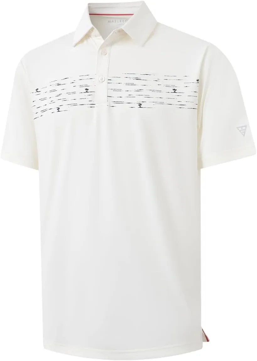 M MAELREG Golf Shirts for Men Quick Dry Short Sleeve Casual Stylish Moisture Wicking Chest Print Collared Mens Polo Shirts
