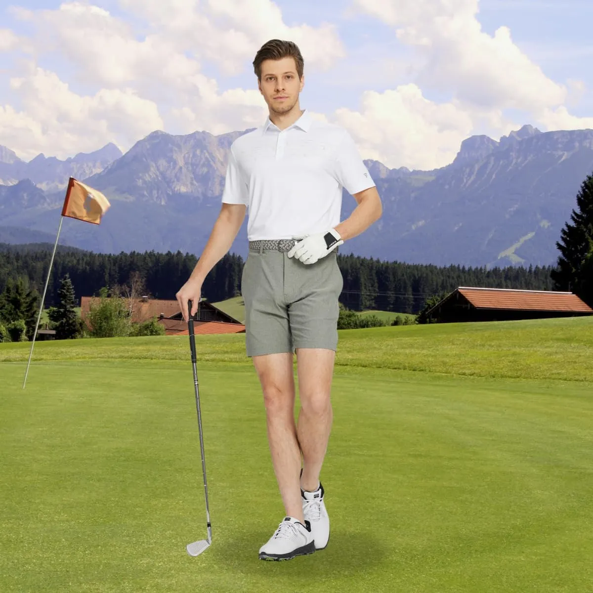 M MAELREG Golf Shirts for Men Quick Dry Short Sleeve Casual Stylish Moisture Wicking Chest Print Collared Mens Polo Shirts