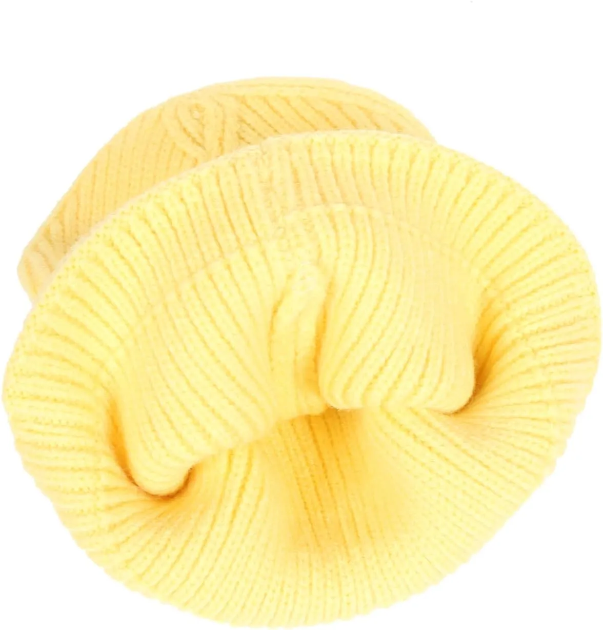 Men Women Plain Color Rib Knitted Beanie Winter Hat Warm Stretchable