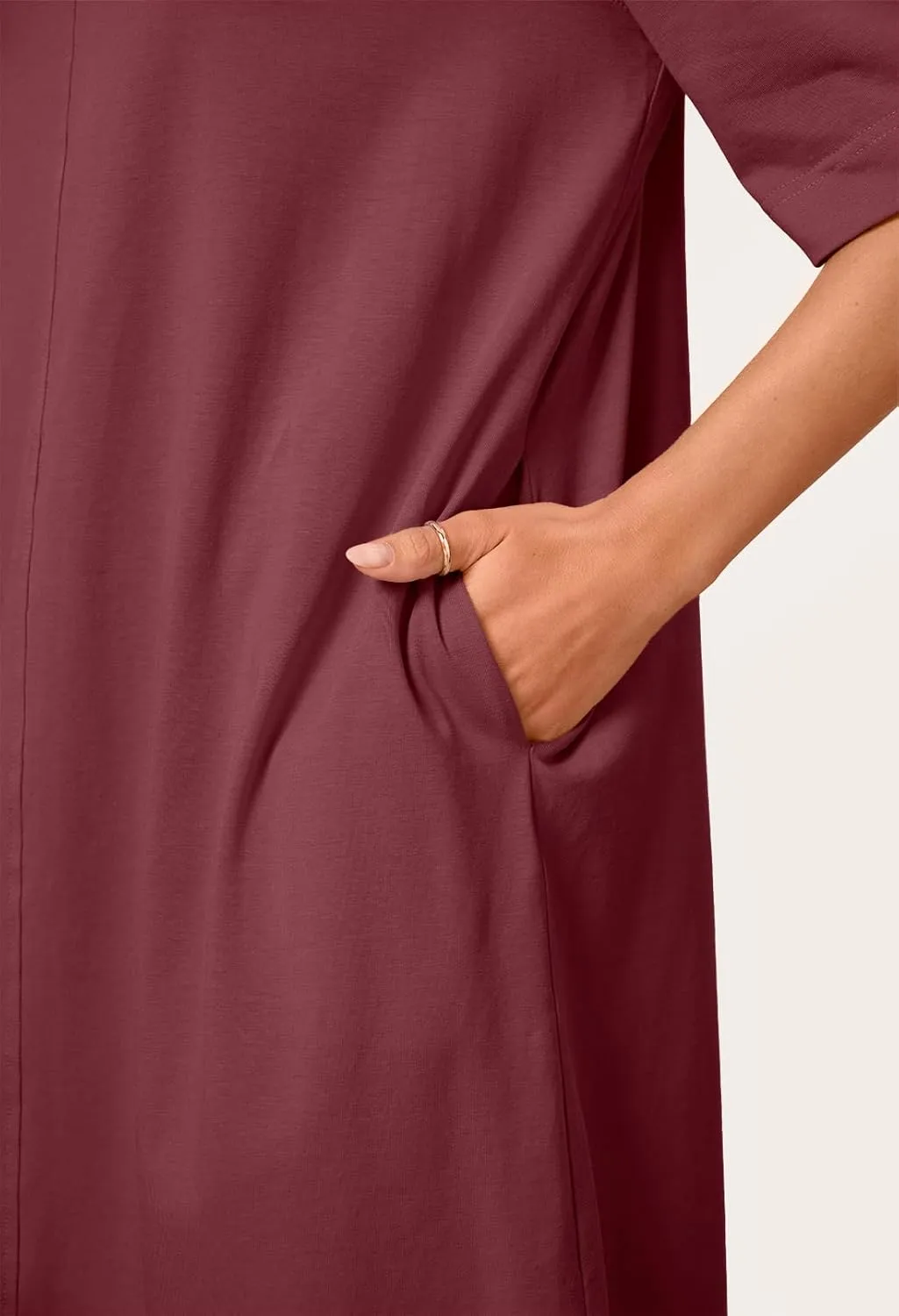 MEROKEETY Women's 2025 Summer Short Sleeve Dress Crewneck Casual Mini Tshirt Dresses with Pockets