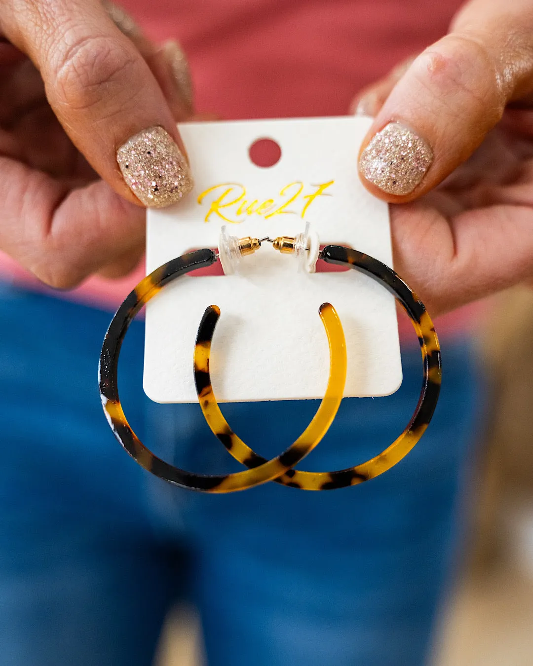 NEW! Acrylic Hoop Earrings - Tortoise
