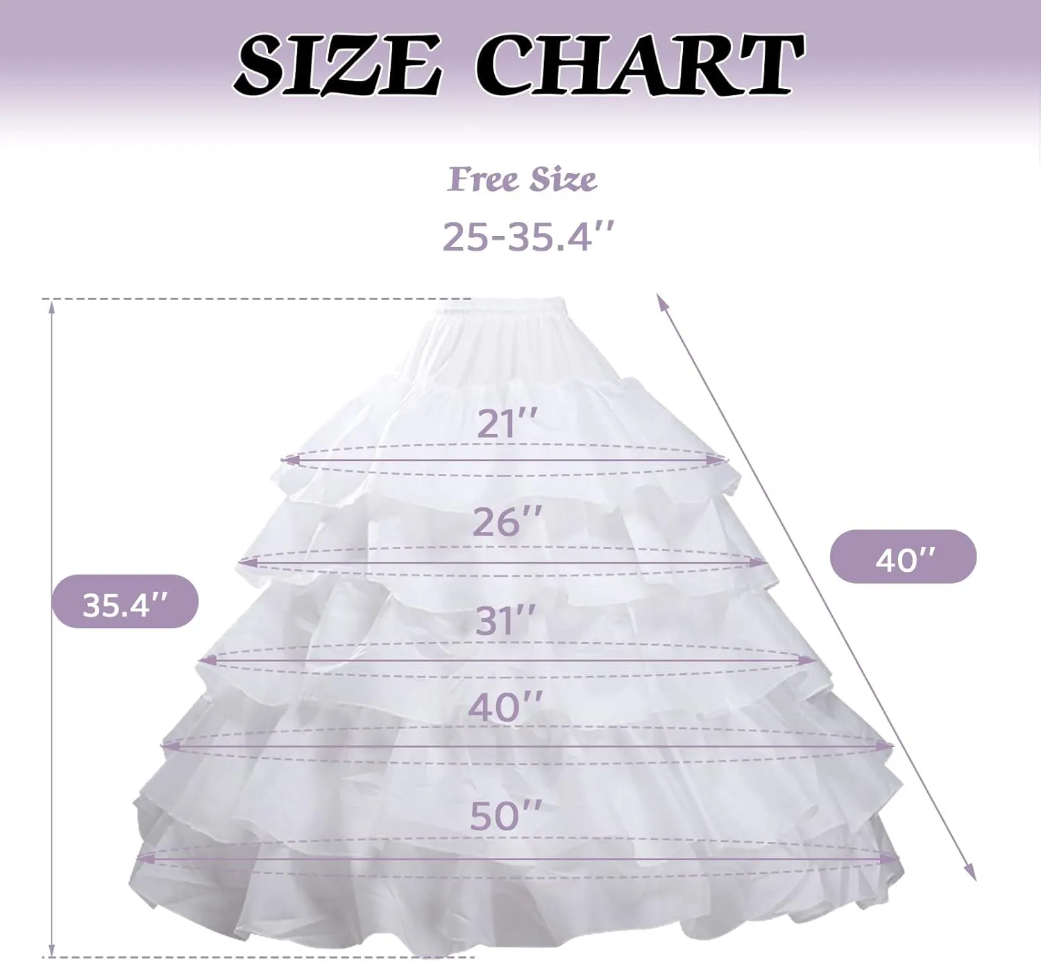Petticoats for Women Crinoline Long Petticoat Skirt 4 Hoop Skirt Floor Length Petticoat for Ball Gown