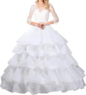 Petticoats for Women Crinoline Long Petticoat Skirt 4 Hoop Skirt Floor Length Petticoat for Ball Gown