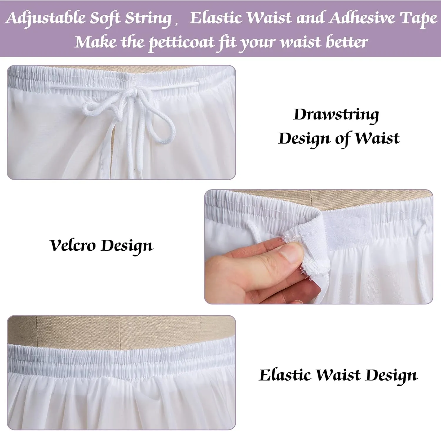 Petticoats for Women Crinoline Long Petticoat Skirt 4 Hoop Skirt Floor Length Petticoat for Ball Gown