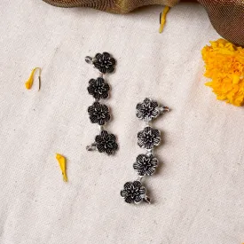 Teejh Dipanshu Silver Oxidised Floral Earcuffs