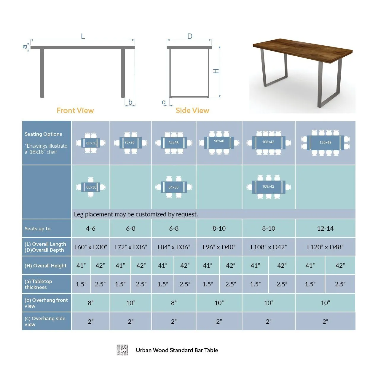 Urban Wood Standard Quick Ship Pub Table