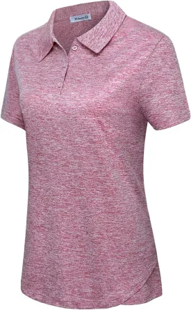 Vldnery Polo Shirts for Women 3-Button Collared Short Sleeve Moisture Wicking Athletic Loose Yoga Tennis Golf Shirts