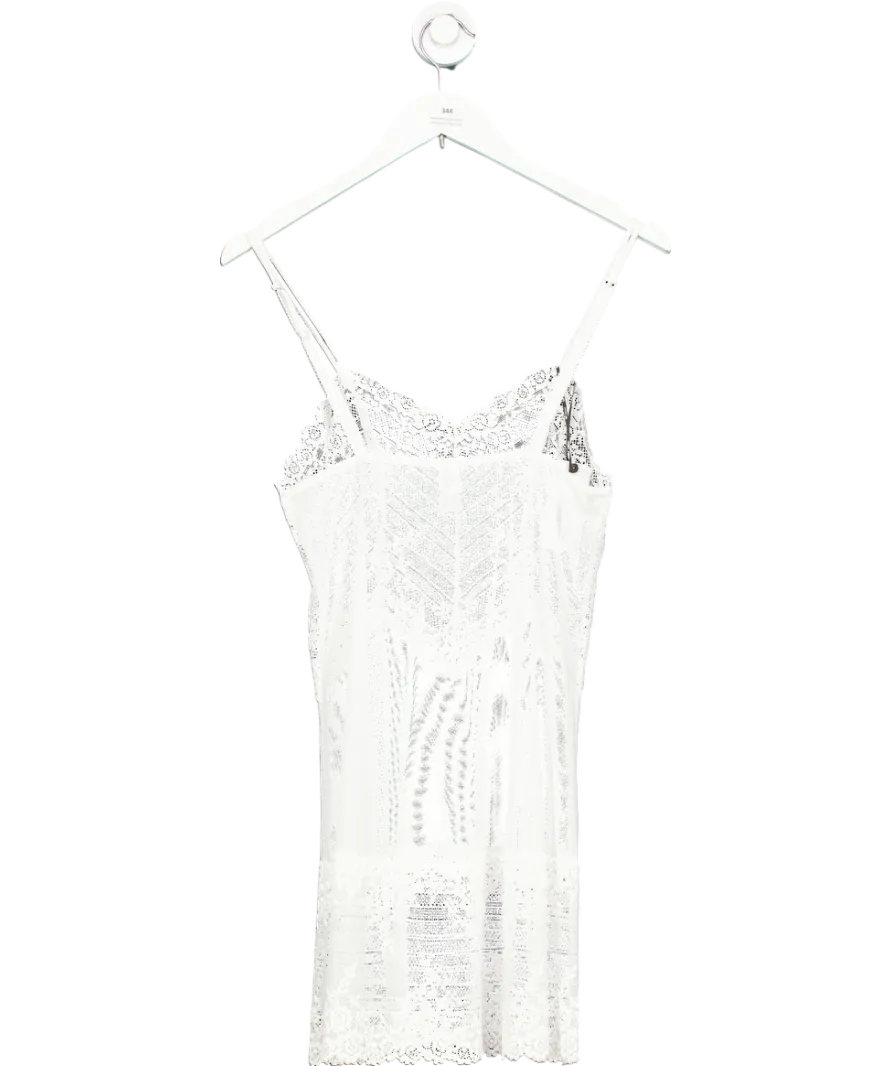 Wacoal White Embrace Lace V-neck stretch-lace chemise night dress slip UK M