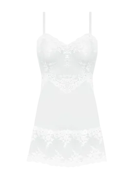 Wacoal White Embrace Lace V-neck stretch-lace chemise night dress slip UK M