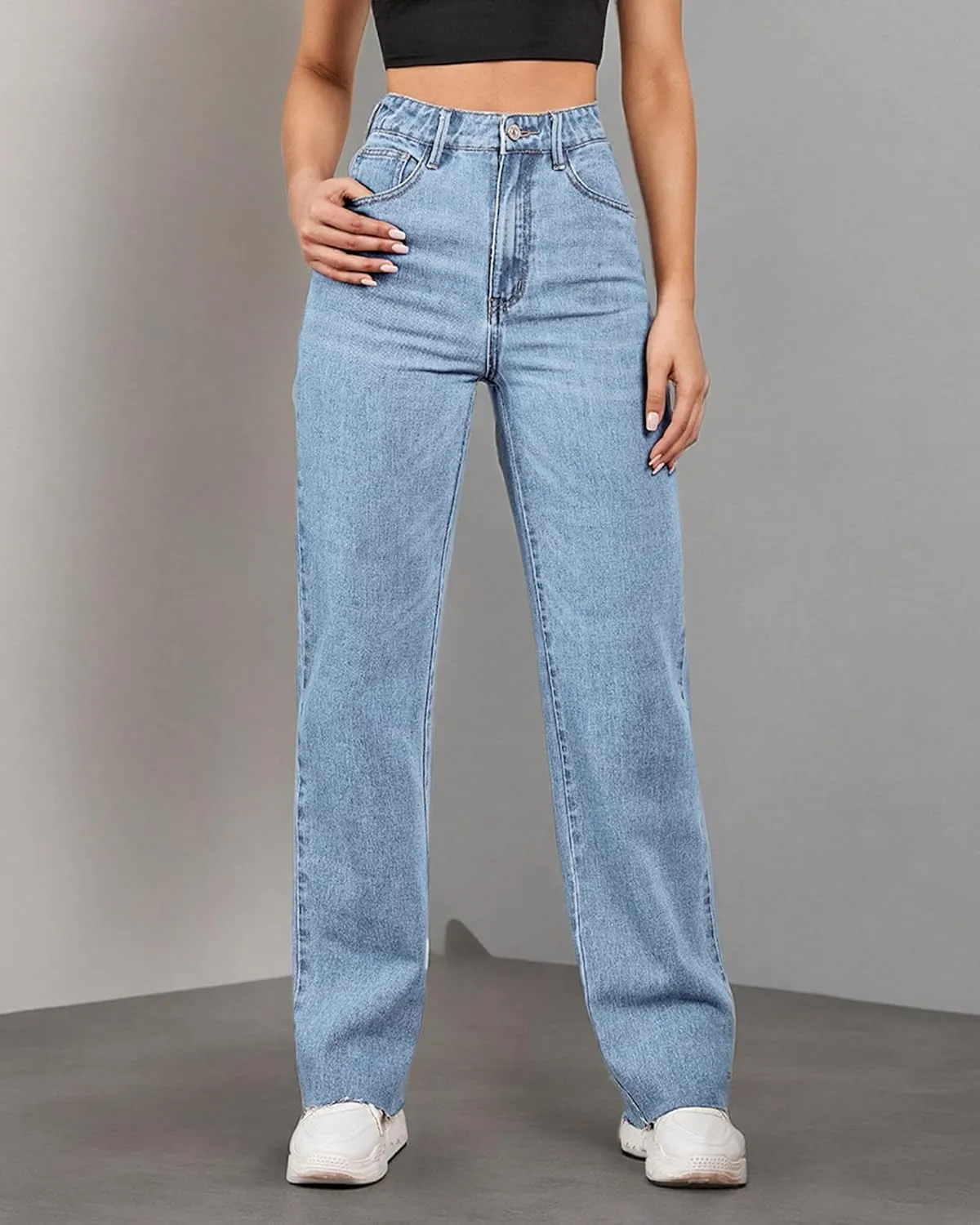 Women's High Waisted Straight Wide Leg Jeans Casual Loose Baggy Y2k Boyfriend Stretchy Denim Pants