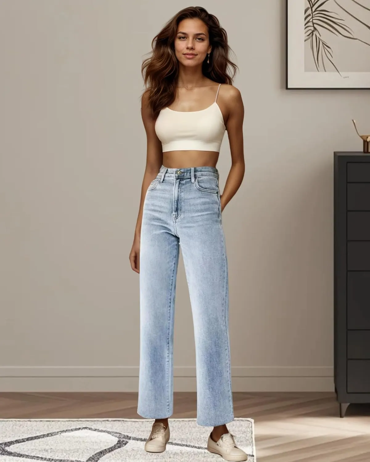 Women's High Waisted Straight Wide Leg Jeans Casual Loose Baggy Y2k Boyfriend Stretchy Denim Pants
