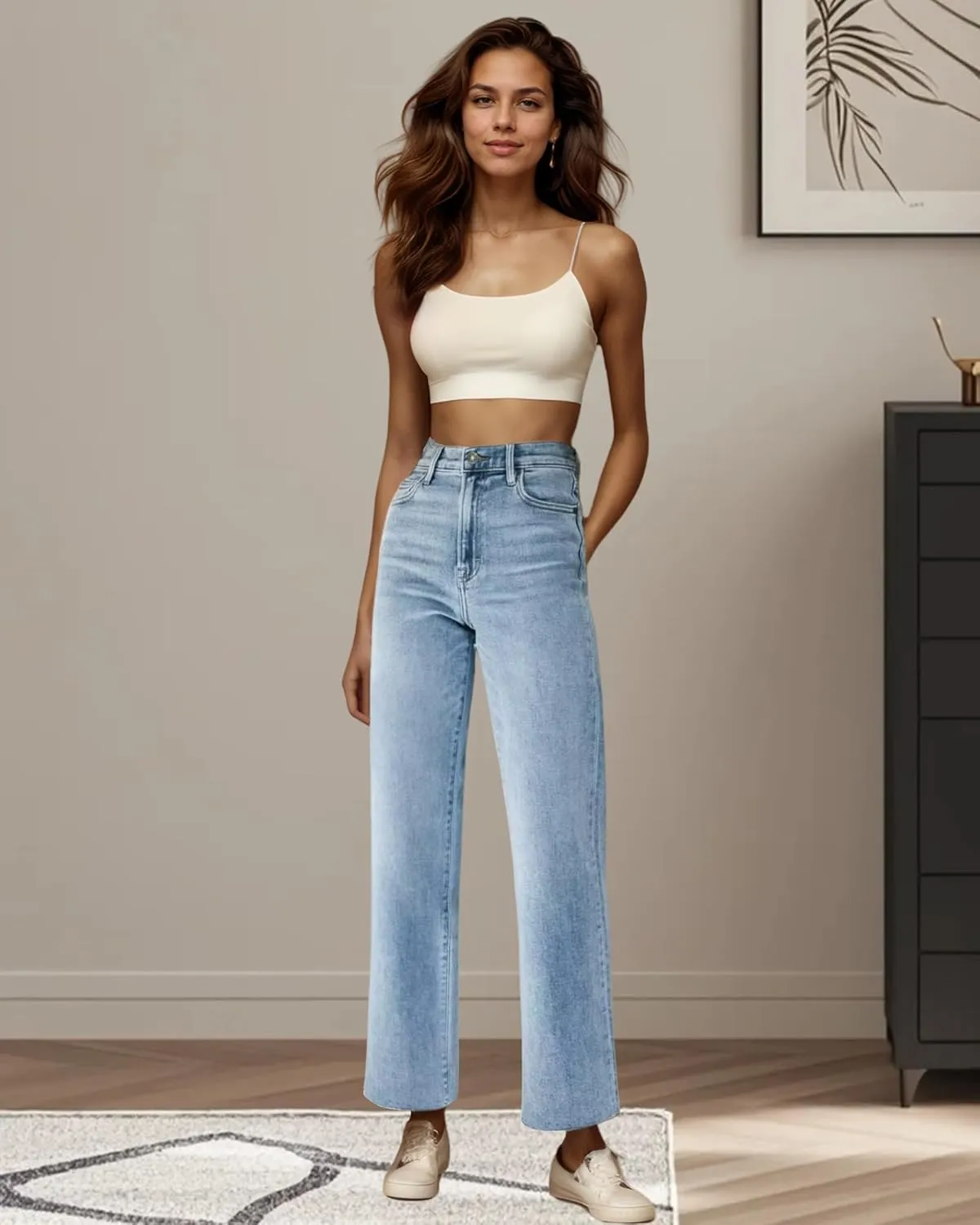 Women's High Waisted Straight Wide Leg Jeans Casual Loose Baggy Y2k Boyfriend Stretchy Denim Pants