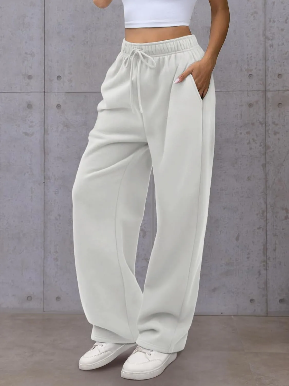 Womens Wide Leg Sweatpants High Waisted Baggy Lounge Pants Drawstring Fall Fashion Outfits 2025 Joggers
